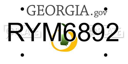 RYM6892 Georgia License Plate