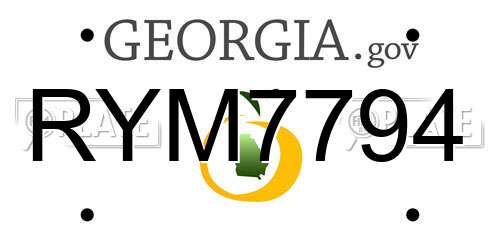 RYM7794 Georgia License Plate