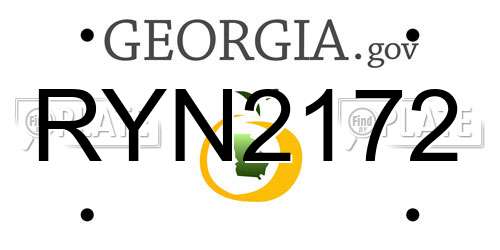 RYN2172 Georgia License Plate