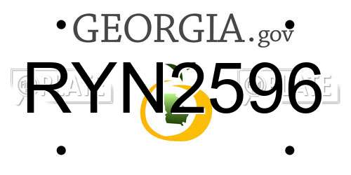 RYN2596 Georgia License Plate