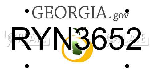 RYN3652 Georgia License Plate