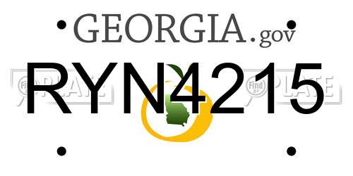 RYN4215 Georgia License Plate