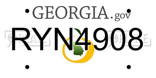 RYN4908 Georgia License Plate