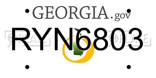 RYN6803 Georgia License Plate