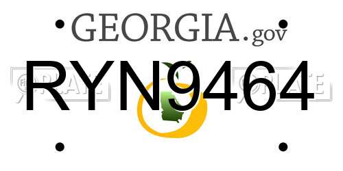 RYN9464 Georgia License Plate