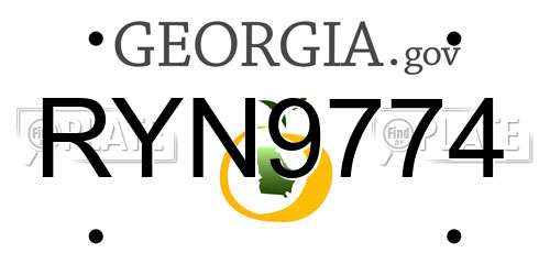 RYN9774 Georgia License Plate