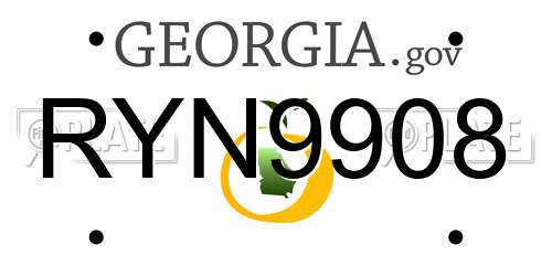 RYN9908 Georgia License Plate