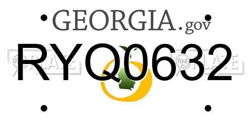 RYQ0632 Georgia License Plate
