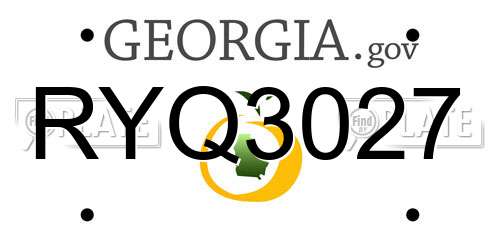 RYQ3027 Georgia License Plate