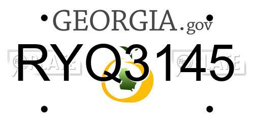 RYQ3145 Georgia License Plate