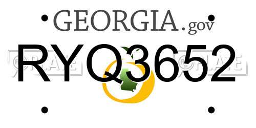 RYQ3652 Georgia License Plate