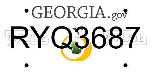 RYQ3687 Georgia License Plate