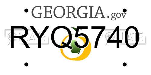 RYQ5740 Georgia License Plate