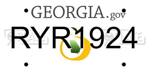 RYR1924 Georgia License Plate