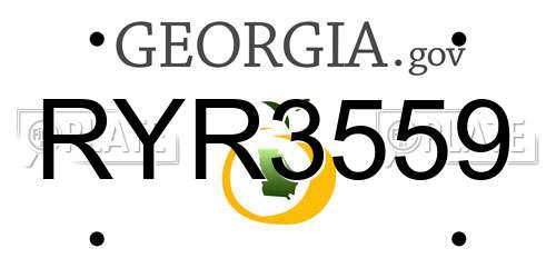 RYR3559 Georgia License Plate