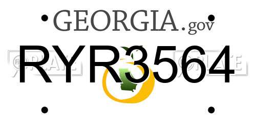 RYR3564 Georgia License Plate