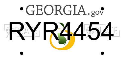 RYR4454 Georgia License Plate