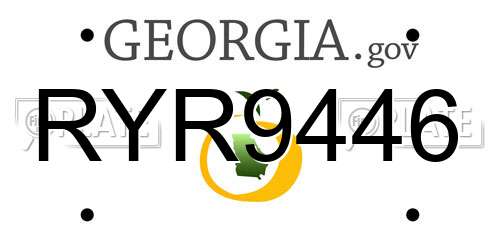 RYR9446 Georgia License Plate