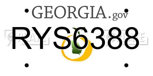 RYS6388 Georgia License Plate