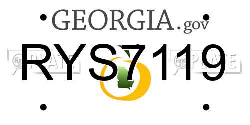 RYS7119 Georgia License Plate