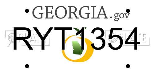 RYT1354 Georgia License Plate