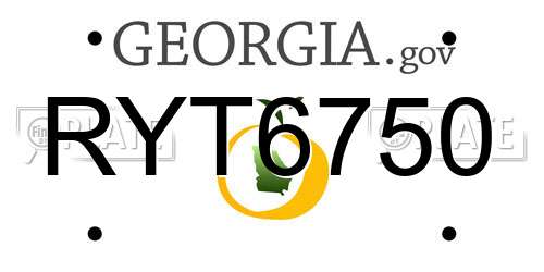 RYT6750 Georgia License Plate