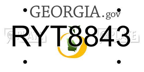 RYT8843 Georgia License Plate