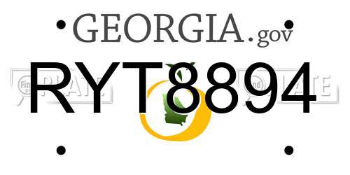 RYT8894 Georgia License Plate