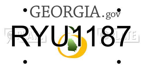 RYU1187 Georgia License Plate