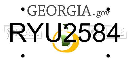 RYU2584 Georgia License Plate