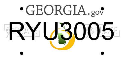 RYU3005 Georgia License Plate
