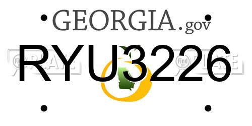 RYU3226 Georgia License Plate