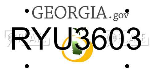 RYU3603 Georgia License Plate