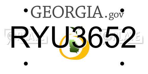 RYU3652 Georgia License Plate