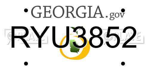 RYU3852 Georgia License Plate