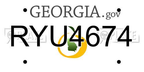 RYU4674 Georgia License Plate