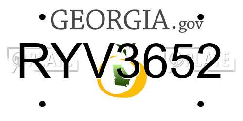 RYV3652 Georgia License Plate