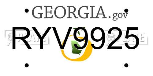 RYV9925 Georgia License Plate