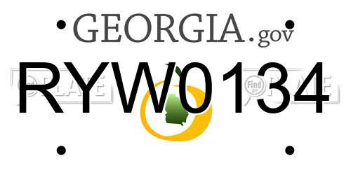 RYW0134 Georgia License Plate