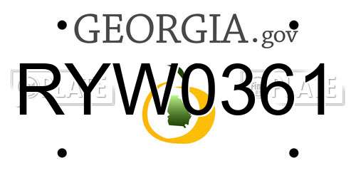 RYW0361 Georgia License Plate