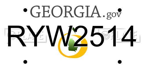 RYW2514 Georgia License Plate