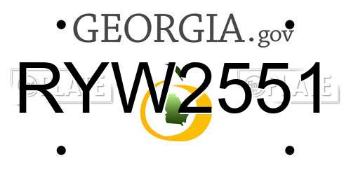 RYW2551 Georgia License Plate