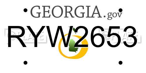 RYW2653 Georgia License Plate