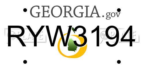 RYW3194 Georgia License Plate