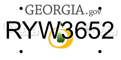 RYW3652 Georgia License Plate