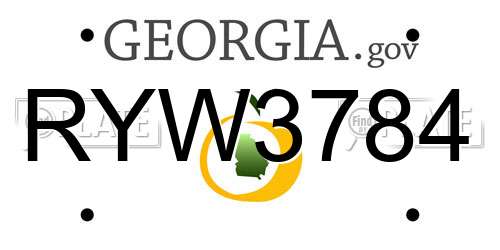 RYW3784 Georgia License Plate