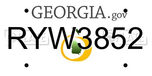 RYW3852 Georgia License Plate