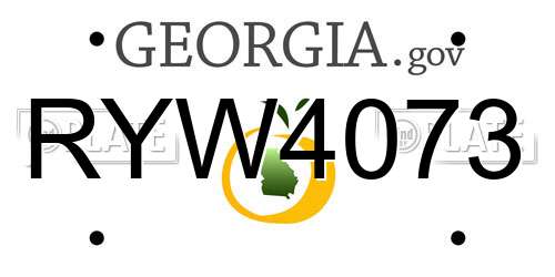 RYW4073 Georgia License Plate