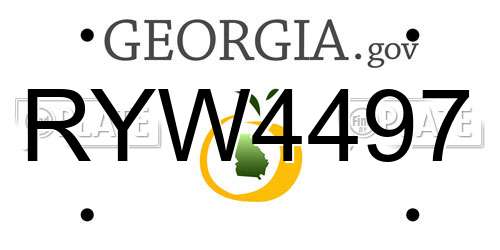 RYW4497 Georgia License Plate