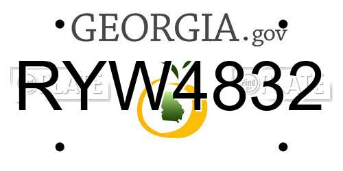 RYW4832 Georgia License Plate